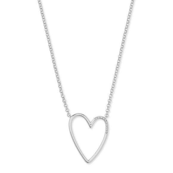 Kendra Scott Ansley Heart Pendant Necklace in silver. NWOT - Picture 1 of 9